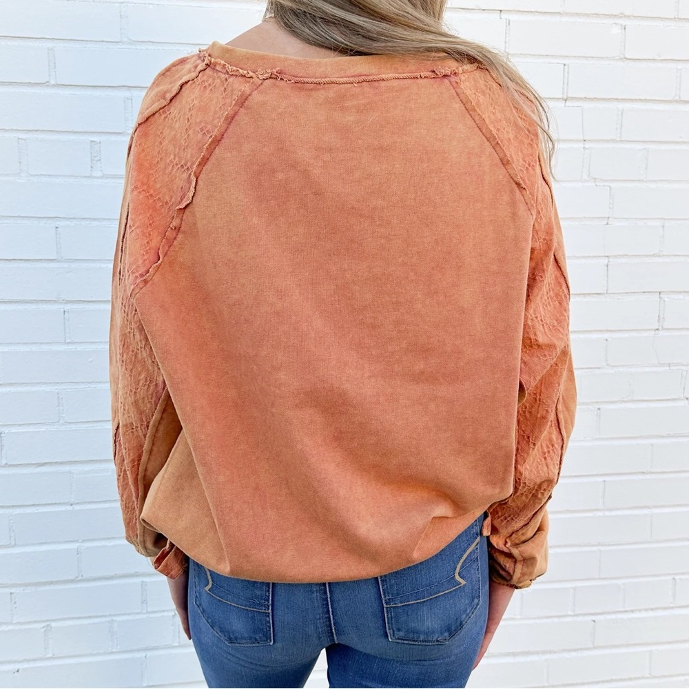 EUC🧡Oli & Hali Mineral Washed Side Tie Sweatshirt Small Rust - Picture 2 of 8